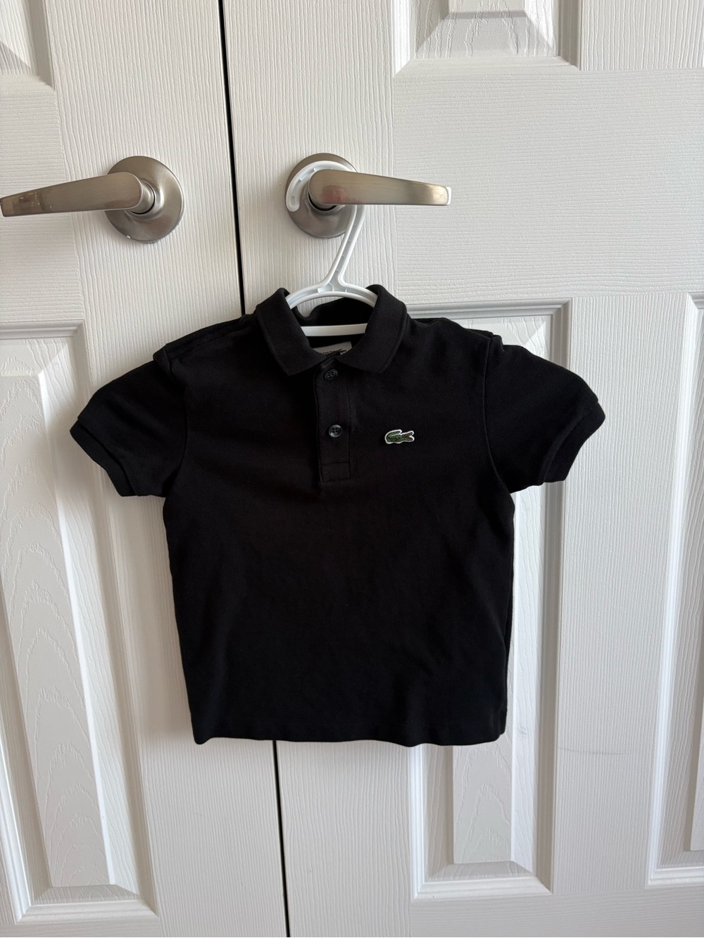 Lacoste Kids Black Polo with Green Crocodile Logo